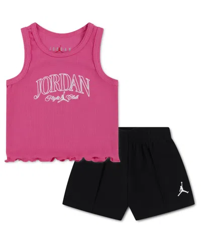 Jordan Babies' Boys' Toddler 2t-4t Ribbed Tank And Pleated Shorts, 2-piece Set In Pink