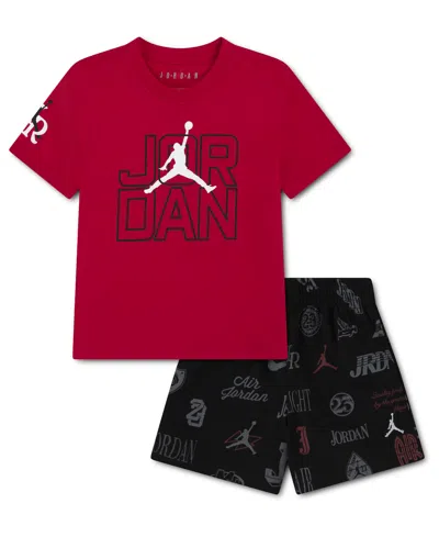 Jordan Babies' Boys' Toddler 2t-4t Rookie Season Short-sleeve T-shirt And Shorts, 2-piece Set In Red