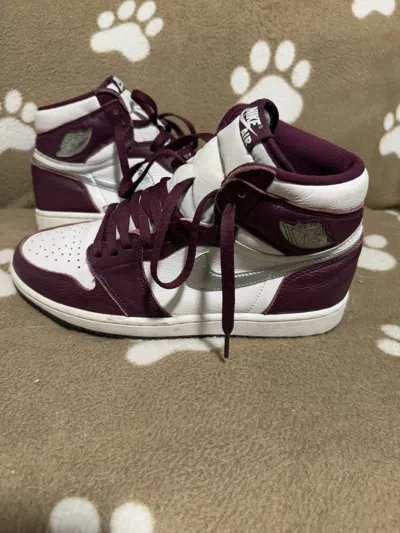 Pre-owned Jordan Brand 1 High Burgundy Shoes In Red