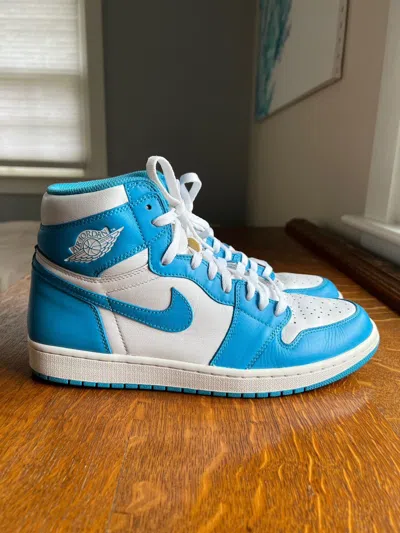 Pre-owned Jordan Brand 1 Retro Unc - Size 11.5 Shoes In White/dark Powder Blue