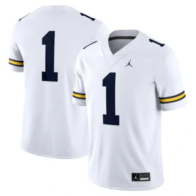 Jordan Brand #1 White Michigan Wolverines Game Jersey