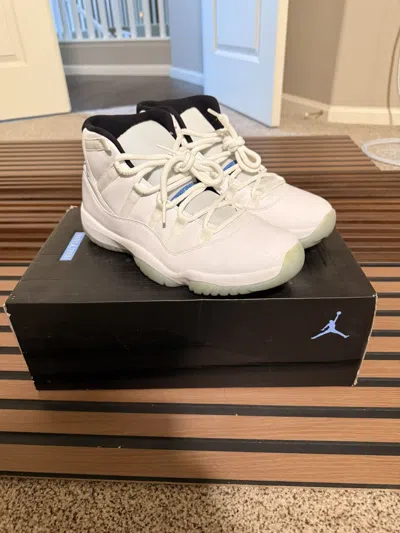Pre-owned Jordan Brand 11 Retro High Legend Blue Columbia Shoes In White