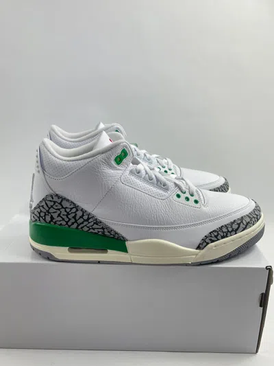 Pre-owned Jordan Brand 3 Retro Lucky Green Shoes In White