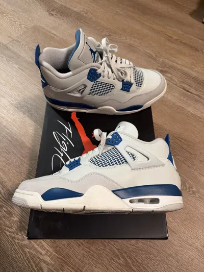 Pre-owned Jordan Brand 4 “military Blue” Shoes In White