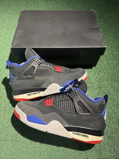 Pre-owned Jordan Brand 4 Retro Air White Lettering Shoes In Black