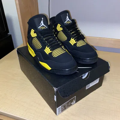 Pre-owned Jordan Brand 4 Retro Thunder (2023) Size 10 Shoes In Black