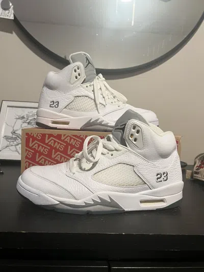 Pre-owned Jordan Brand 5 White Metallic Shoes