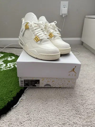 Pre-owned Jordan Brand Air Jordan 4 Metallic Gold Shoes In White