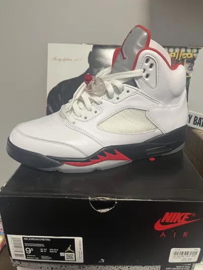 Pre-owned Jordan Brand Air Jordan 5 Fire Red 2020 Shoes In White
