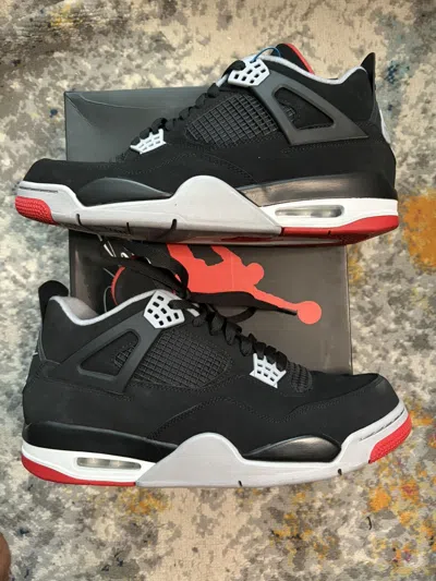 Pre-owned Jordan Brand Air Jordan Retro 4 Bred 2019 Size 12 Shoes In Black