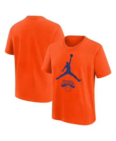 Jordan Brand Big Boys And Girls Orange New York Knicks Essentialâ Jumpman Logo T-shirt