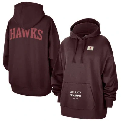 Jordan Brand Burgundy Atlanta Hawks Courtside Statement Edition Oversize Pullover Hoodie In Brown