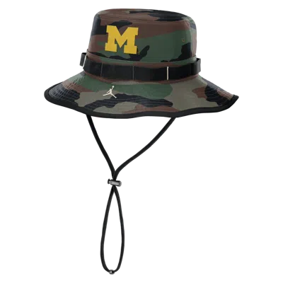 Jordan Brand Camo Michigan Wolverines 2025 Military Appreciation Boonie Dri-fit Bucket Hat