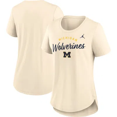 Jordan Brand Cream Michigan Wolverines Script Logo Tri-blend T-shirt