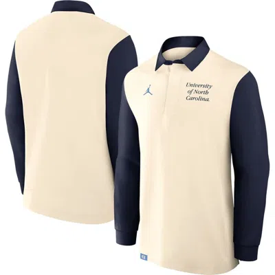 Jordan Brand Cream/navy North Carolina Tar Heels Rugby Long Sleeve Shirt In Neutral
