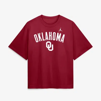 Jordan Brand Crimson Oklahoma Sooners Arch Logo Boxy T-shirt In Red
