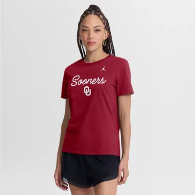 Jordan Brand Crimson Oklahoma Sooners Script Mantra Logo T-shirt In Red