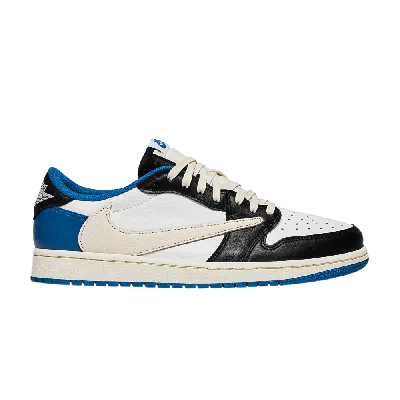 Pre-owned Jordan Brand Fragment Design X Travis Scott X Air Jordan 1 Retro Low Shoes In Blue