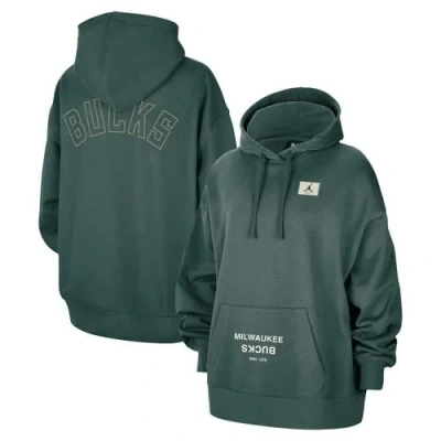 Jordan Brand Green Milwaukee Bucks Courtside Statement Edition Oversize Pullover Hoodie