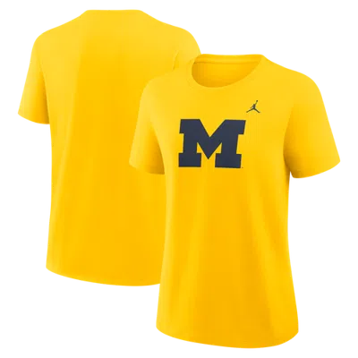 Jordan Brand Maize Michigan Wolverines Primary Logo T-shirt In Yellow