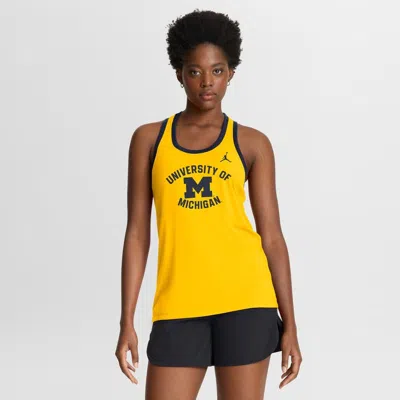 Jordan Brand Maize Michigan Wolverines Uni Name Tri-blend Dri-fit Racerback Tank Top In Yellow
