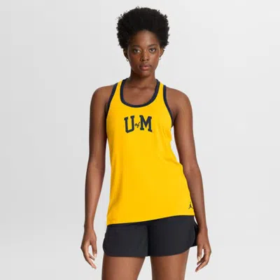 Jordan Brand Maize/navy Michigan Wolverines Tri-blend Dri-fit Racerback Tank Top In Yellow