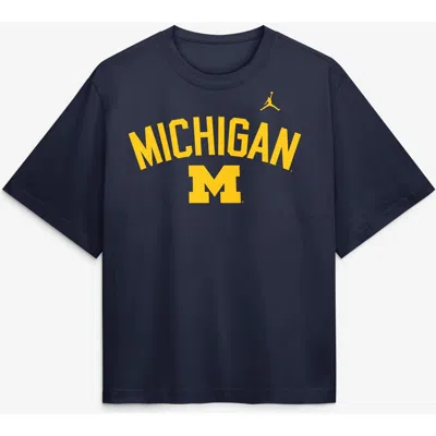 Jordan Brand Navy Michigan Wolverines Arch Logo Boxy T-shirt