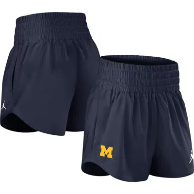 Jordan Brand Navy Michigan Wolverines Performance One Dri-fit High-rise Shorts In Blue