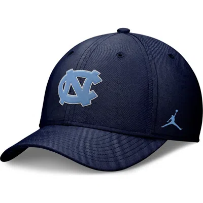 Jordan Brand Navy North Carolina Tar Heels Rise Swooshflex Dri-fit Hat In Blue