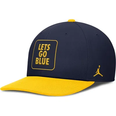 Jordan Brand Navy/maize Michigan Wolverines 2025 Sideline Campus Pro Local Snapback Hat
