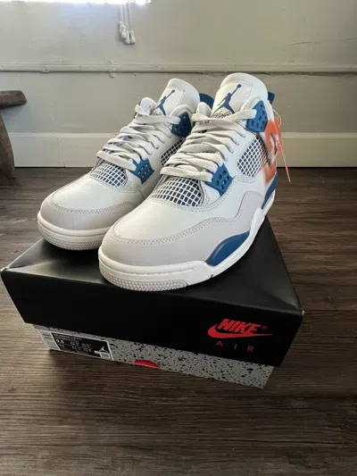 Pre-owned Jordan Brand Nike Air Jordan 4 Retro - Military Blue Shoes In White