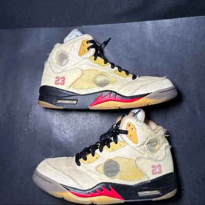 Pre-owned Jordan Brand Off-white X Air Jordan 5 Sp 'sail' Authentic Shoes Size 9.5m In Yellow