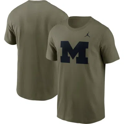 Jordan Brand Olive Michigan Wolverines 2024 Military Appreciation Tonal Logo Performance T-shirt