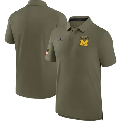 Jordan Brand Olive Michigan Wolverines 2024 Military Appreciation Tour Performance Polo