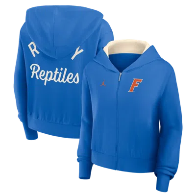 Jordan Brand Royal Florida Gators Mantra Cropped Full-zip Hoodie In Blue