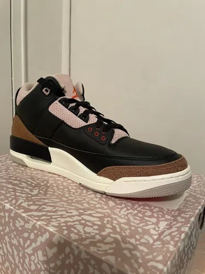 Pre-owned Jordan Brand Size 13  3 Retro Black Rush Orange Fossil Stone Basketball Shoes
