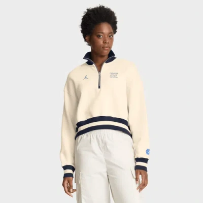 Jordan Brand Tan North Carolina Tar Heels Legacy Half-zip Sweatshirt In Neutral