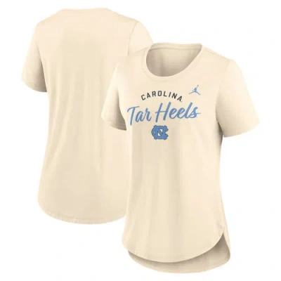 Jordan Brand Tan North Carolina Tar Heels Script Logo Tri-blend T-shirt In Nude