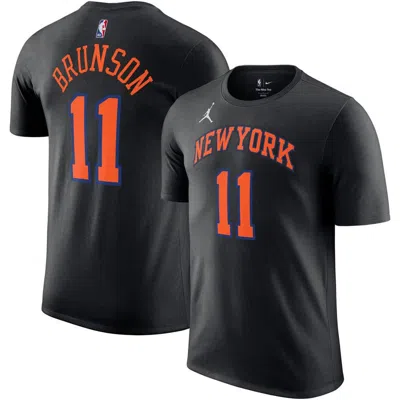 Jordan Brand Unisex  Jalen Brunson Black New York Knicks Name & Number T-shirt