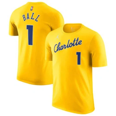 Jordan Brand Unisex  Lamelo Ball Yellow Charlotte Hornets 2025/26 City Edition Name & Number T-shirt