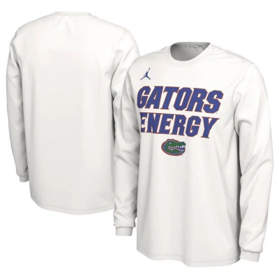 Jordan Brand Unisex   White Florida Gators 2024 On-court Bench Energy Long Sleeve T-shirt