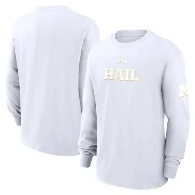 Jordan Brand White Michigan Wolverines 2-hit Statement Max90 Long Sleeve T-shirt