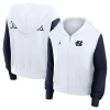 Jordan Brand White North Carolina Tar Heels Cropped Athletic Prep Color Block Script Full-zip Hoodie In White