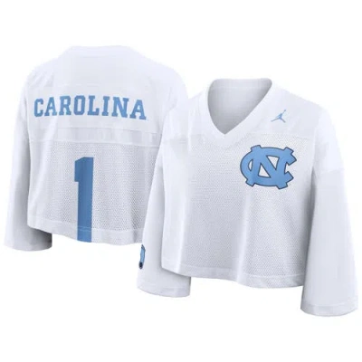 Jordan Brand White North Carolina Tar Heels Cropped Mesh Dri-fit Fashion Jersey