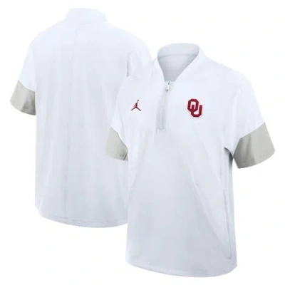 Jordan Brand White Oklahoma Sooners 2025 Sideline Short Sleeve Quarter-zip Coach Jacket