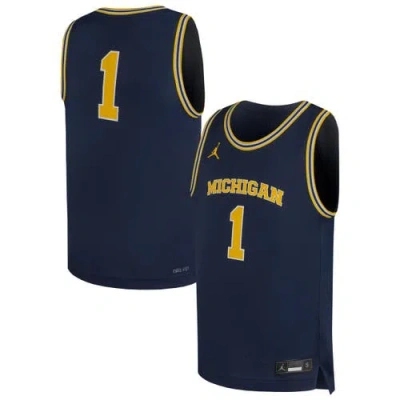 Jordan Brand Kids' Youth  #1 Navy Michigan Wolverines Replica Basketball Jersey In Blue