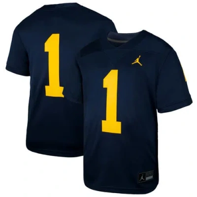 Jordan Brand Kids' Youth  #1 Navy Michigan Wolverines  Untouchable Replica Game Jersey In Blue