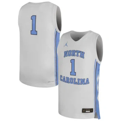 Jordan Brand Kids' Youth  #1 White North Carolina Tar Heels Replica Basketball Jersey In Gray