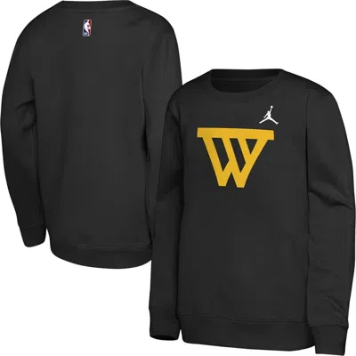 Jordan Brand Kids' Youth  Black Golden State Warriors Courtside Statement Edition Sweatshirt In Blue