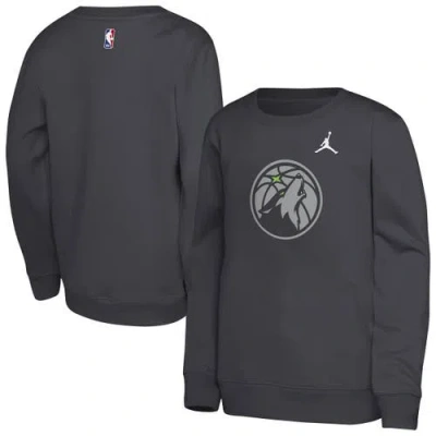 Jordan Brand Kids' Youth  Gray Minnesota Timberwolves Courtside Statement Edition Sweatshirt In Black